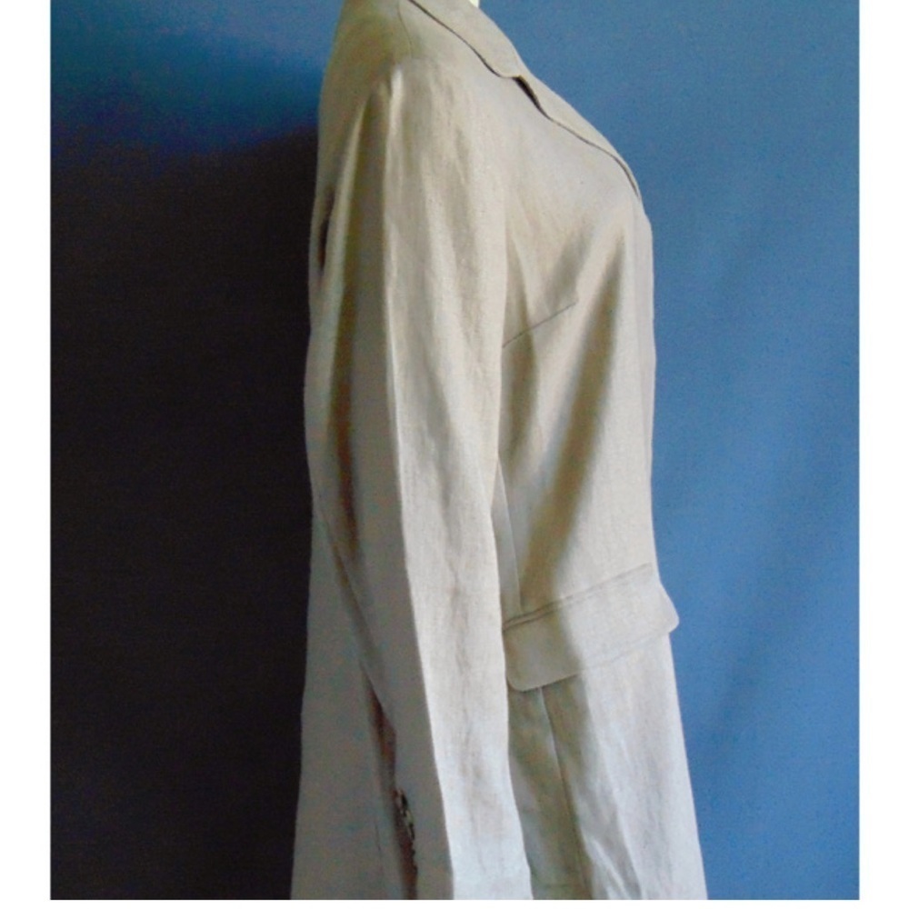 Sundance 100% Linen Duster Coat Khaki Longline Jacket Coastal Capsule Sz Medium - Picture 6 of 12